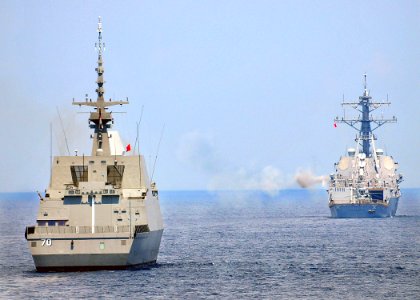 US Navy 100713-N-7643B-075 USS Chung-Hoon participates in surface gunnery exercise