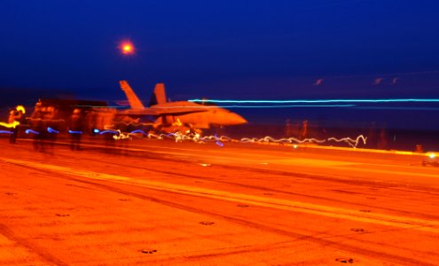 US Navy 100715-N-8913A-012 An F-A-18 Hornet launches from USS George H.W. Bush (CVN 77)
