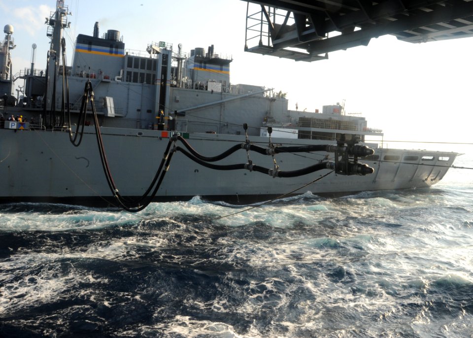 US Navy 100716-N-0569K-130 The aircraft carrier USS Enterprise (CVN 65) conducts an underway replenishment with the Military Sealift Command fast combat support ship USNS Arctic (T-AOE 8)