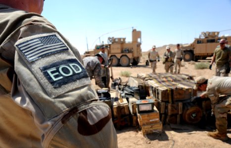 US Navy 100716-N-0879R-967 Sailors, along with members from the Iraqi National Police, prepare approximately 4,500 pounds of munitions for detonation