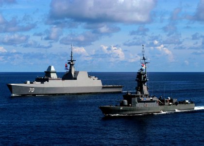 US Navy 100716-N-0995C-155 The Singapore navy guided-missile frigate RSS Steadfast (FFG 70) and the corvette RSS Vigilance (90) are underway during Cooperation Afloat Readiness and Training (CARAT) Singapore 2010