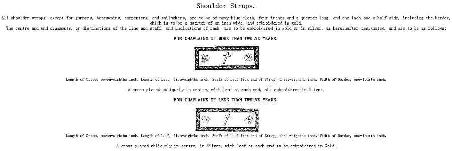 USN Uniform Regulations, 1864 (Chaplain Shoulder Straps)