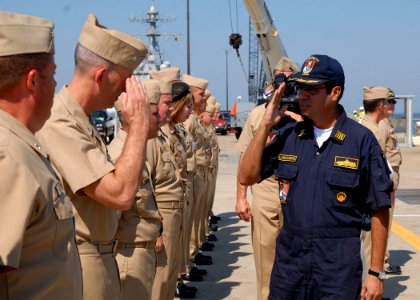 US Navy 100722-N-7705S-059 Capt. de Fragata Luis Del Carpio Alzgara, commanding officer of the Peruvian navy submarine BAP Angamos (SS-31)
