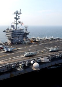 US Navy 100727-N-6720T-017 Two Republic of Korea SH-60S Sea Hawk helicopters land on the flight deck of USS George Washington (CVN 73)