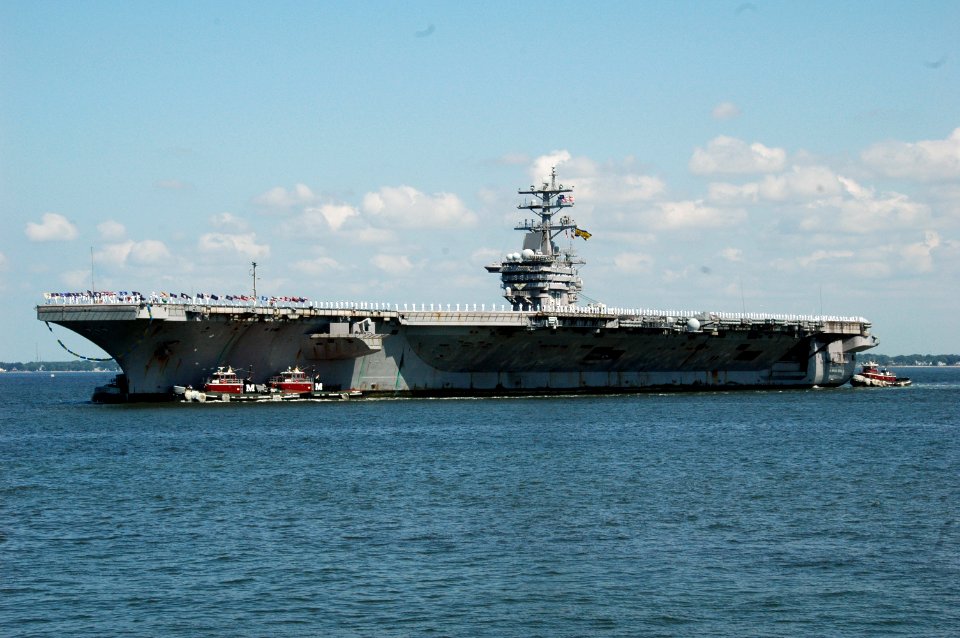 US Navy 100728-N-9806M-080 The Nimitz-class aircraft carrier USS Dwight D. Eisenhower (CVN 69) returns to Naval Station Norfolk after a seven-month deployment