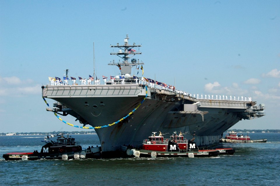 US Navy 100728-N-9806M-095 The Nimitz-class aircraft carrier USS Dwight D. Eisenhower (CVN 69) returns to Naval Station Norfolk after a seven-month deployment