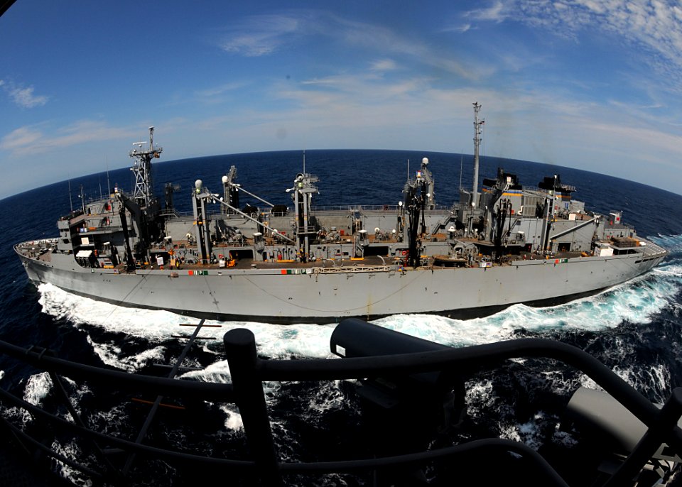 US Navy 100726-N-8689C-053 Crew members aboard the aircraft carrier USS George H.W. Bush (CVN 77) complete an underway replenishment