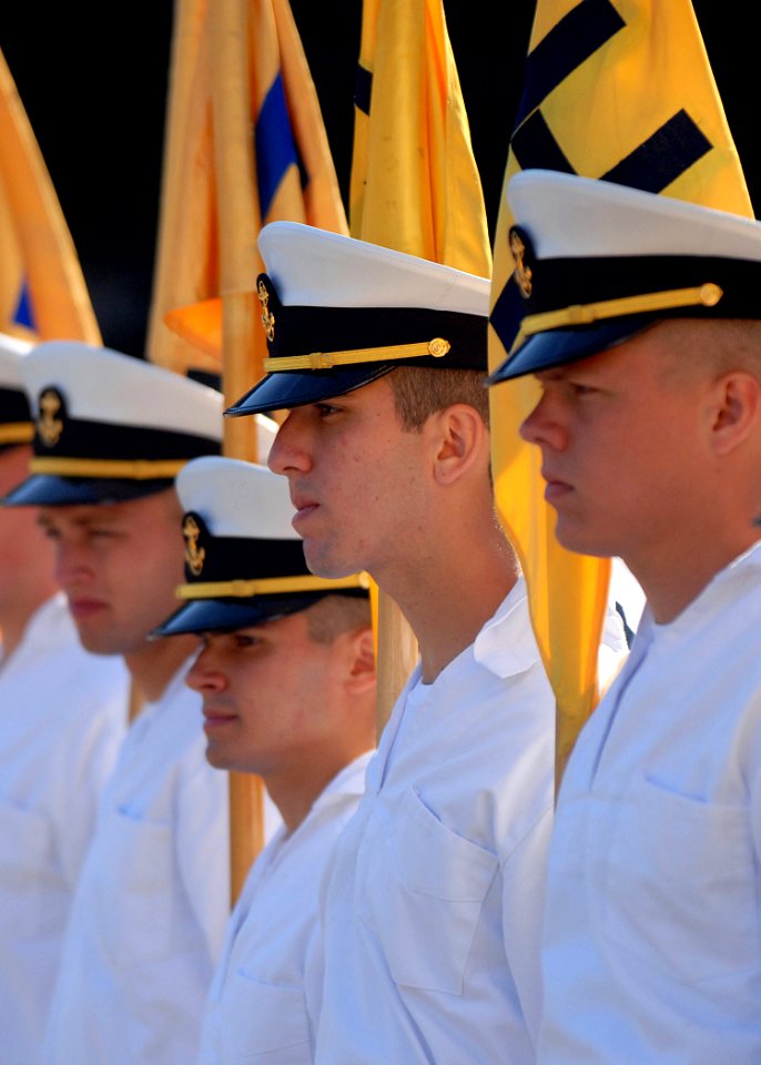 US Navy 100730-N-3857R-001 U.S. Naval Academy midshipmen participate in a formal parade on the school's campus