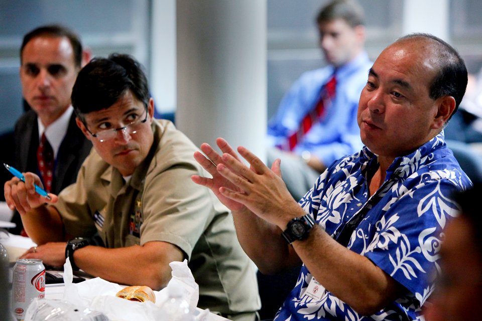 US Navy 100803-N-8863V-028 Dave Yoshihara eads a discussion