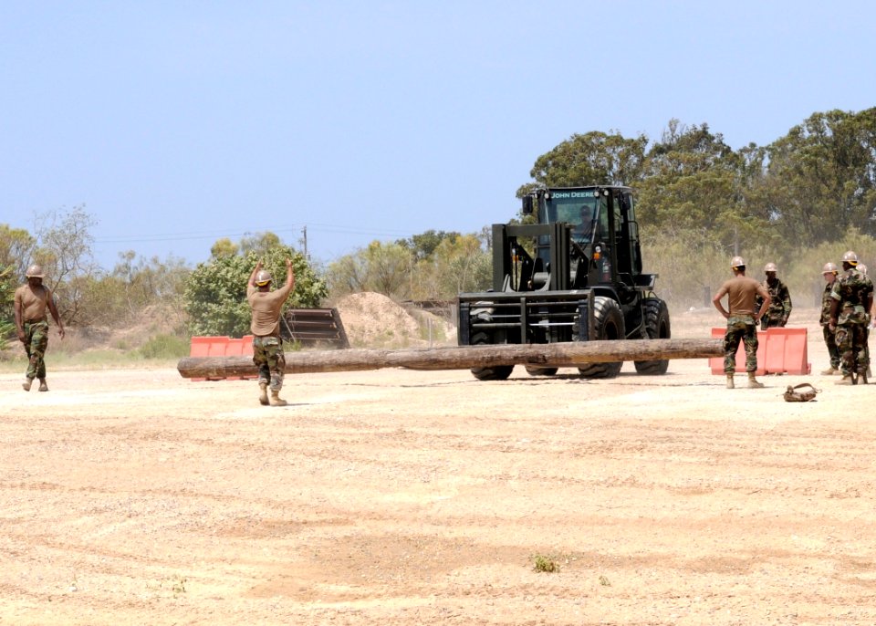US Navy 100807-N-6357K-011 Seabees conduct John Deer 12K forklift handling proficiency training during a training exercise at Camp Mitchell at Naval Base Rota, Spain