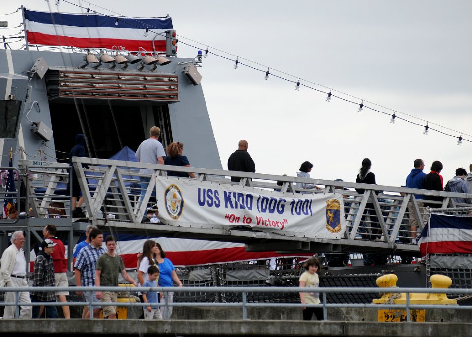 US Navy 100806-N-9520G-002 Visitors tour the Arleigh Burke-class guided-missile destroyer USS Kidd (DDG 100) during the 61st annual Seattle Seafair Navy Week