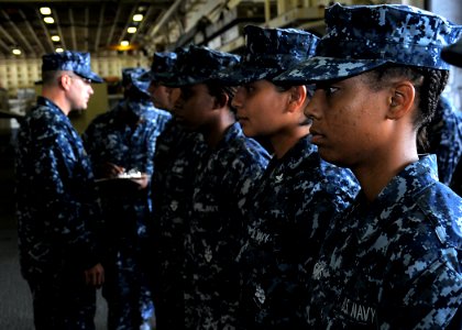 US Navy 100809-N-4649B-034 Capt. Erik Ross onducts a personnel inspection