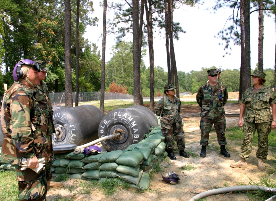 US Navy 100808-N-2888Q-002 Rear Adm. Patricia Wolfe talks to Sailors assigned to Navy Cargo Handling Battalion (NCHB) 4 at Fort Lee, Va