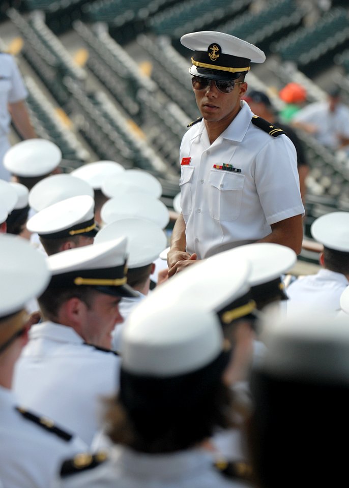US Navy 100810-N-3857R-006 U.S. Naval Academy midshipmen from the class of 2014 and their plebe summer upperclassmen attend the 11th annual Navy Night at the Baysox