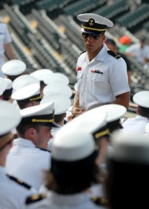 US Navy 100810-N-3857R-006 U.S. Naval Academy midshipmen from the class of 2014 and their plebe summer upperclassmen attend the 11th annual Navy Night at the Baysox