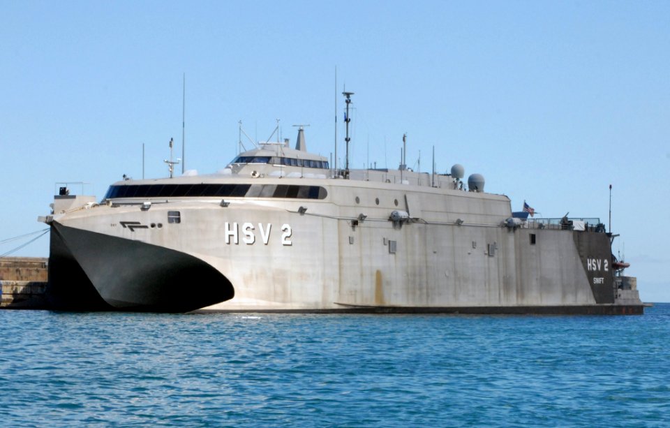 US Navy 100810-N-4971L-506 High Speed Vessel Swift (HSV 2) is moored in Bridgetown, Barbados