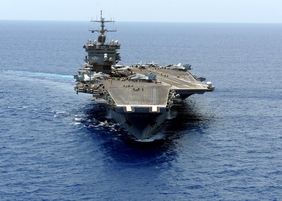 US Navy 100812-N-1287L-375 USS Enterprise (CVN 65) transits the Atlantic Ocean during its tailored ship's training availability