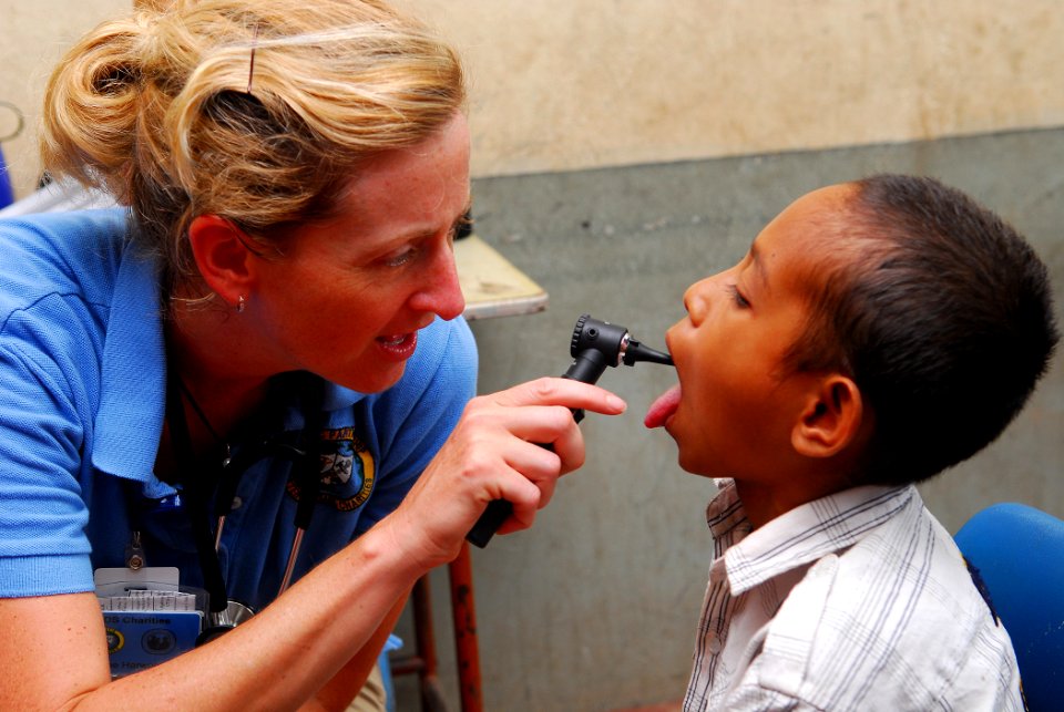 US Navy 100812-N-4044H-247 Suzanne Harwood, a Latter-day Saints Charities volunteer nurse practitioner, embarked aboard the Military Sealift Command hospital ship USNS Mercy (T-AH 19)