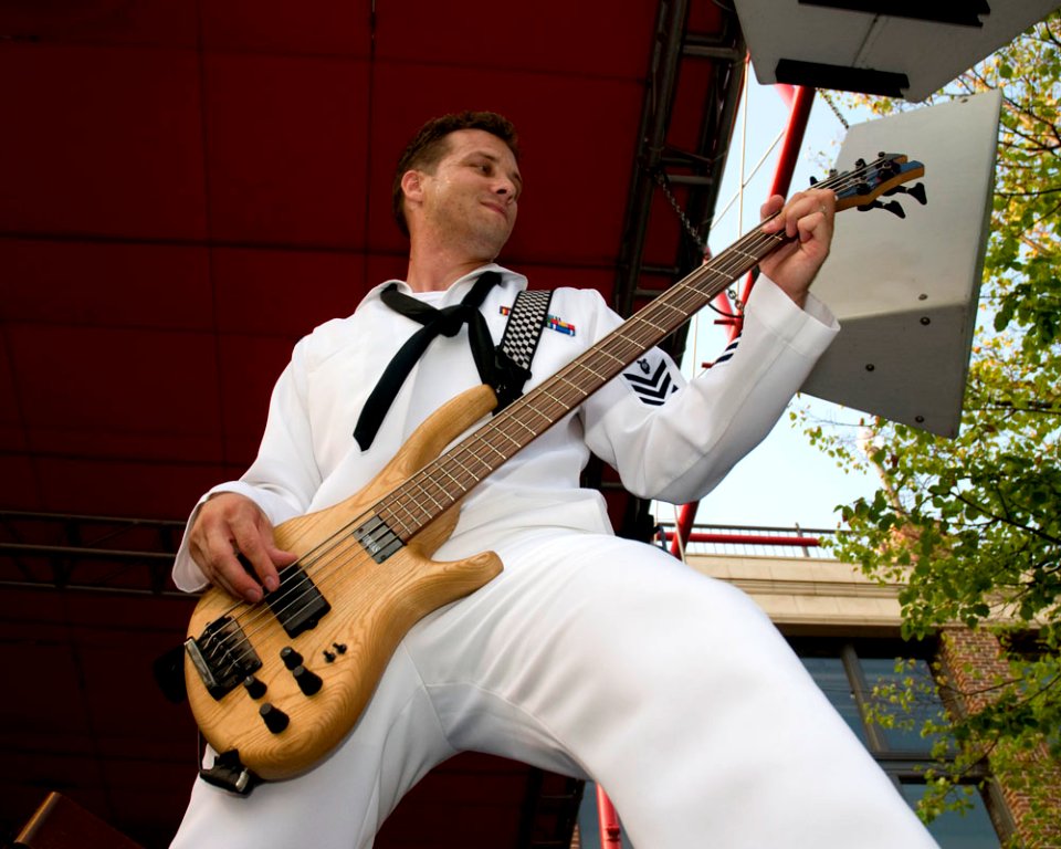 US Navy 100810-N-2903M-025 Musician 1st Class Spencer Powell plays during a concert at Navy Pier as part of Chicago Navy Week