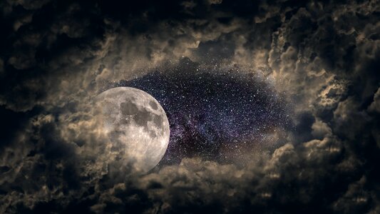 Star night clouds veil photo