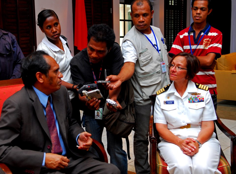 US Navy 100812-N-4044H-122 ose Luis Guterres, left, Vice Prime Minister of Timor-Leste, and Capt. Lisa M. Franchetti, commander of Pacific Partnership 2010,