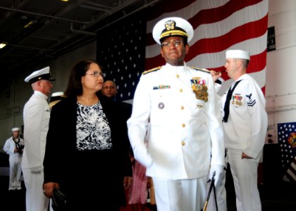 US Navy 100812-N-6632S-116 Vice Adm. Mel Williams Jr. goes ashore at the conclusion of the Commander, U.S. 2nd Fleet change of command ceremony aboard the aircraft carrier USS George H.W. Bush (CVN 77)