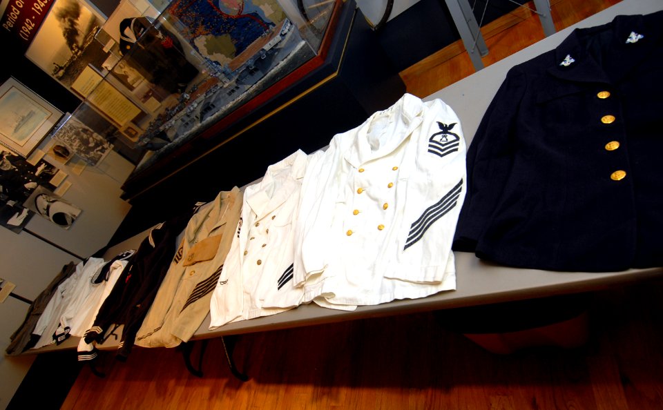 US Navy 100816-N-6676S-035 A special display of chief petty officer (CPO) uniforms from World War I through the 1980s are on display at the Hampton Roads Naval Museum