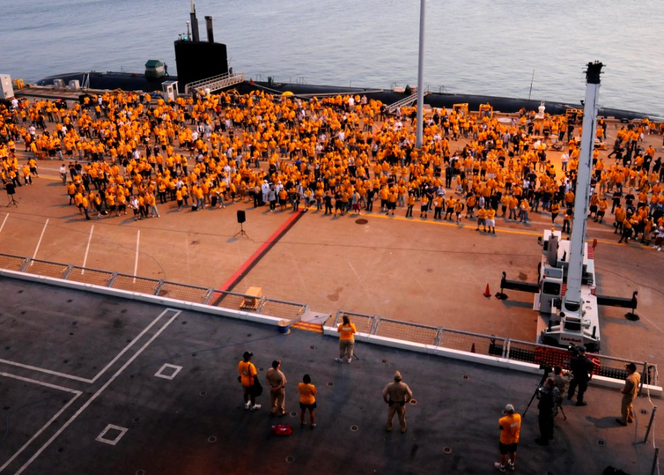 US Navy 100817-N-9793B-046 Lt. Sunny Mitchell speaks at the kickoff of the ship's second