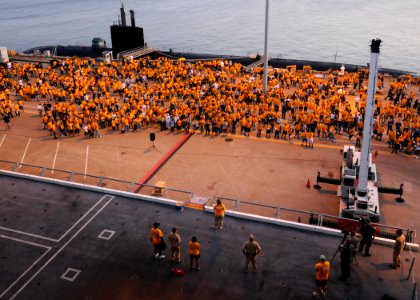 US Navy 100817-N-9793B-046 Lt. Sunny Mitchell speaks at the kickoff of the ship's second
