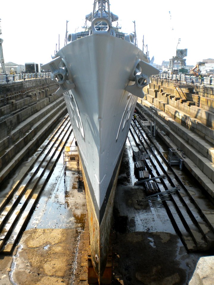 US Navy 100817-N-7930W-003 USS Cassin Young (DD 793) is in dry dock at the Charlestown Navy Yard in Boston
