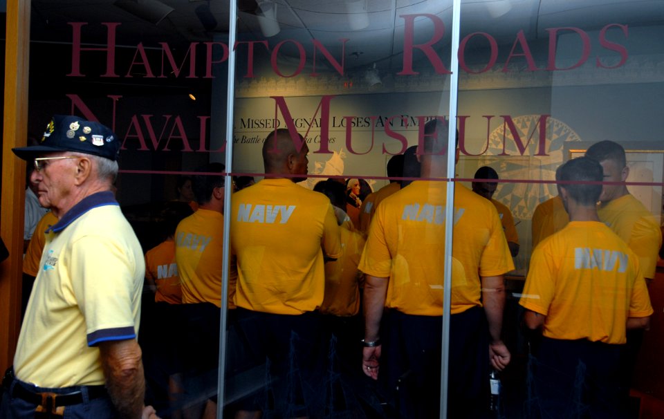 US Navy 100816-N-6676S-031 Chief petty officer (CPO) selectees from local commands tour the Hampton Roads Naval Museum during the 10th annual CPO Heritage Days i