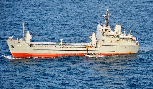 US Navy 100820-N-6003P-637 Eight mariners board the Iranian navy ship Chiroo from a rigid-hull inflatable boat from the aircraft carrier USS Harry S. Truman (CVN 75) (cropped)