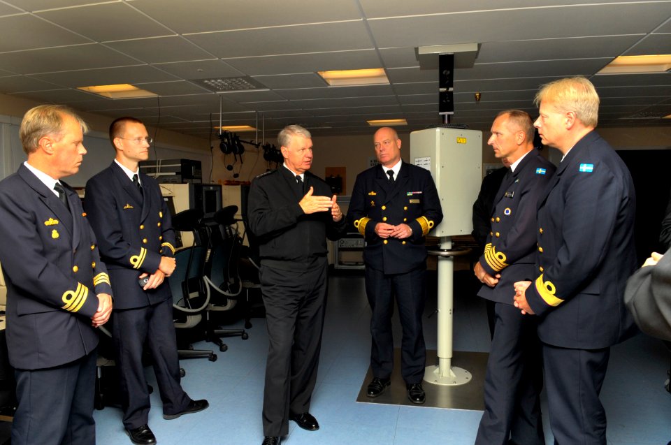 US Navy 100819-N-8273J-033 Chief of Naval Operations (CNO) Adm. Gary Roughead, middle, meets with Rear Adm. Anders Grenstad, Chief of Staff of the Royal Swedish Navy