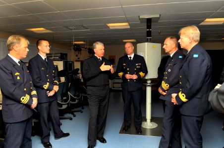 US Navy 100819-N-8273J-033 Chief of Naval Operations (CNO) Adm. Gary Roughead, middle, meets with Rear Adm. Anders Grenstad, Chief of Staff of the Royal Swedish Navy photo