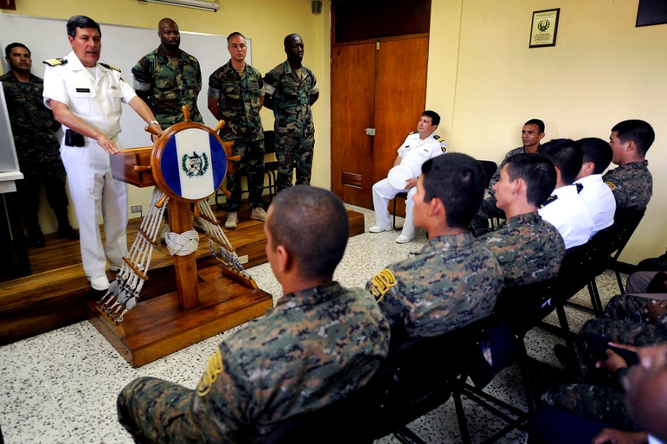US Navy 100825-N-8546L-887 Capt. Carlos Antonio Lainfiesta Soto makes the opening remarks at a graduation ceremony for Mexican navy fuerza especial naval sailors