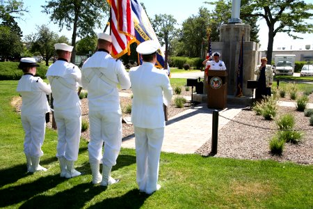 US Navy 100824-N-3271W-022 Sailors present the colors during a Veteran's Tribute on the Veterans Affairs Campus during Boise Navy Week