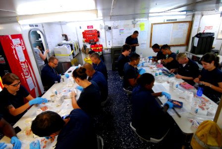 US Navy 100828-N-4044H-009 Sailors embarked aboard package medicine to prepare for various medical civic action programs that will take place upon the ship's arrival to Papua New Guinea to support Pacific Partnership