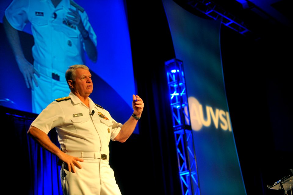 US Navy 100825-N-3548M-067 Chief of Naval Operations (CNO) Adm. Gary Roughead delivers remarks and answers questions at the AUVSI Unmanned Systems North America 2010 Symposium ^ Exhibition