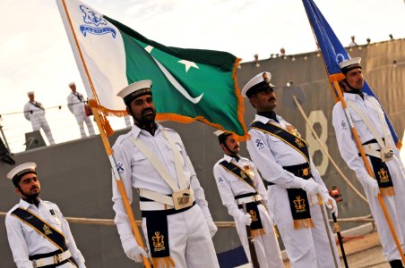 US Navy 100831-N-8590G-002 Pakistani sailors stand at attention during the decommissioning ceremony of USS McInerney (FFG 8) at Naval Station Mayport