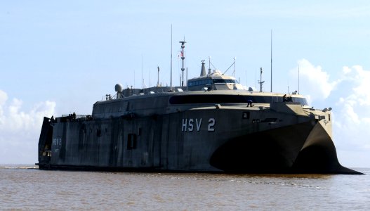 US Navy 100829-N-9643W-848 High Speed Vessel Swift (HSV 2) cruises off the coast of Guyana en route to the city of Georgetown