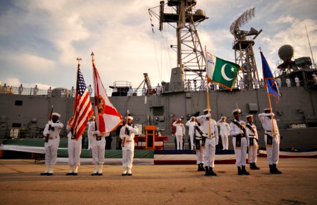 US Navy 100831-N-8590G-006 The U.S. and Pakistan national anthems are played during the decommissioning ceremony of USS McInerney (FFG 8) at Naval Station Mayport