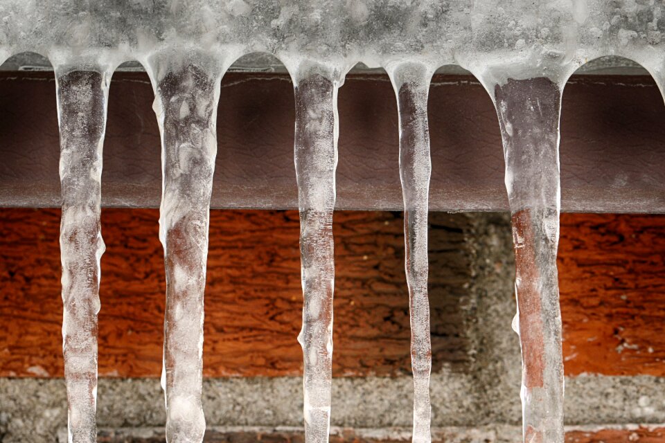 Brick wall frost closeup