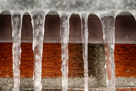 Brick wall frost closeup