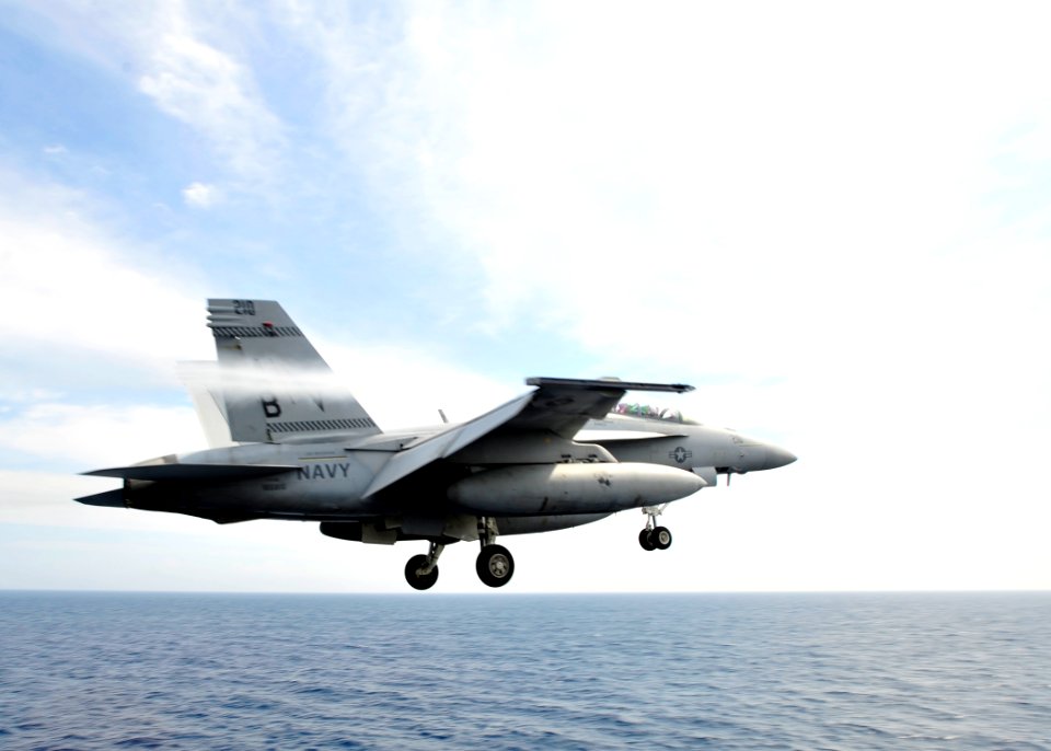 US Navy 100908-N-0569K-025 An F-A-18F Super Hornet launches from USS Enterprise (CVN 65)
