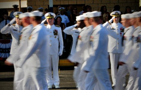 US Navy 100910-N-7367K-006 The official party at the Naval Construction Battalion Center, Gulfport and 20th Seabee Readiness Group change of comman