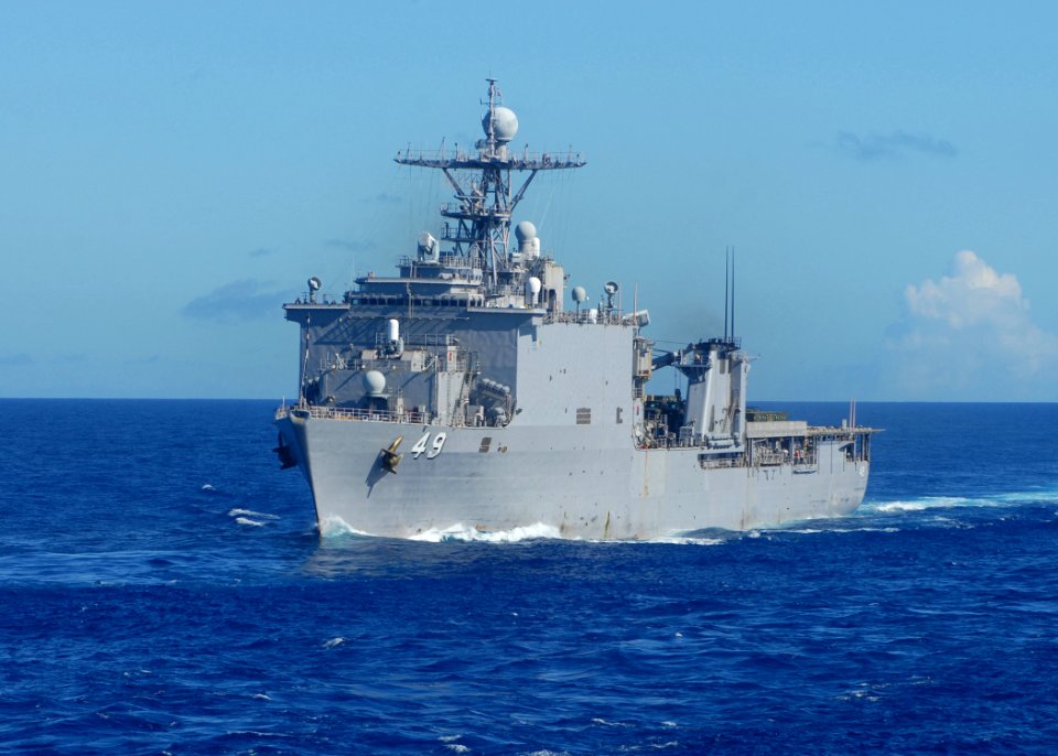 US Navy 100908-N-2218S-025 USS Harpers Ferry (LSD 49) and embarked Marines are underway on patrol in the western Pacific Ocean