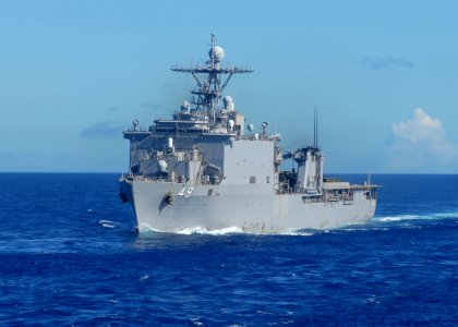 US Navy 100908-N-2218S-025 USS Harpers Ferry (LSD 49) and embarked Marines are underway on patrol in the western Pacific Ocean