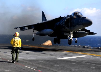 US Navy 100911-N-3154P-106 An AV-8B Harrier assigned to Marine Medium Tilt-rotor Squadron (VMM) 266 (Reinforced)