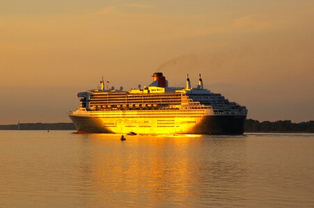 Ship sunset sea photo