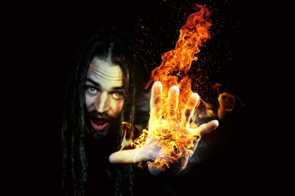 Man fire black fire
